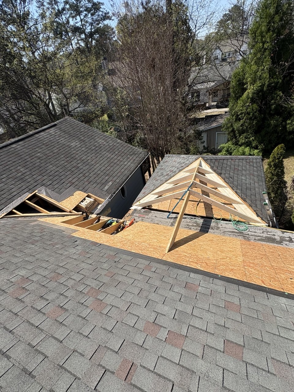 Roof deck and structural rebuild after water damage in Atlanta