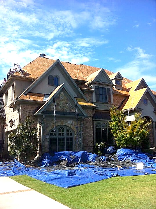 Roof replacement in progress, Marietta